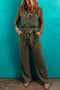 Modern Edge Utility Half Button Belted Wide Leg Jumpsuit